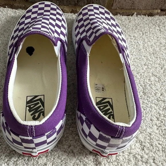 Vans Classic Slip On Theory Checkerboard Purple Sneakers - Picture 7 of 10